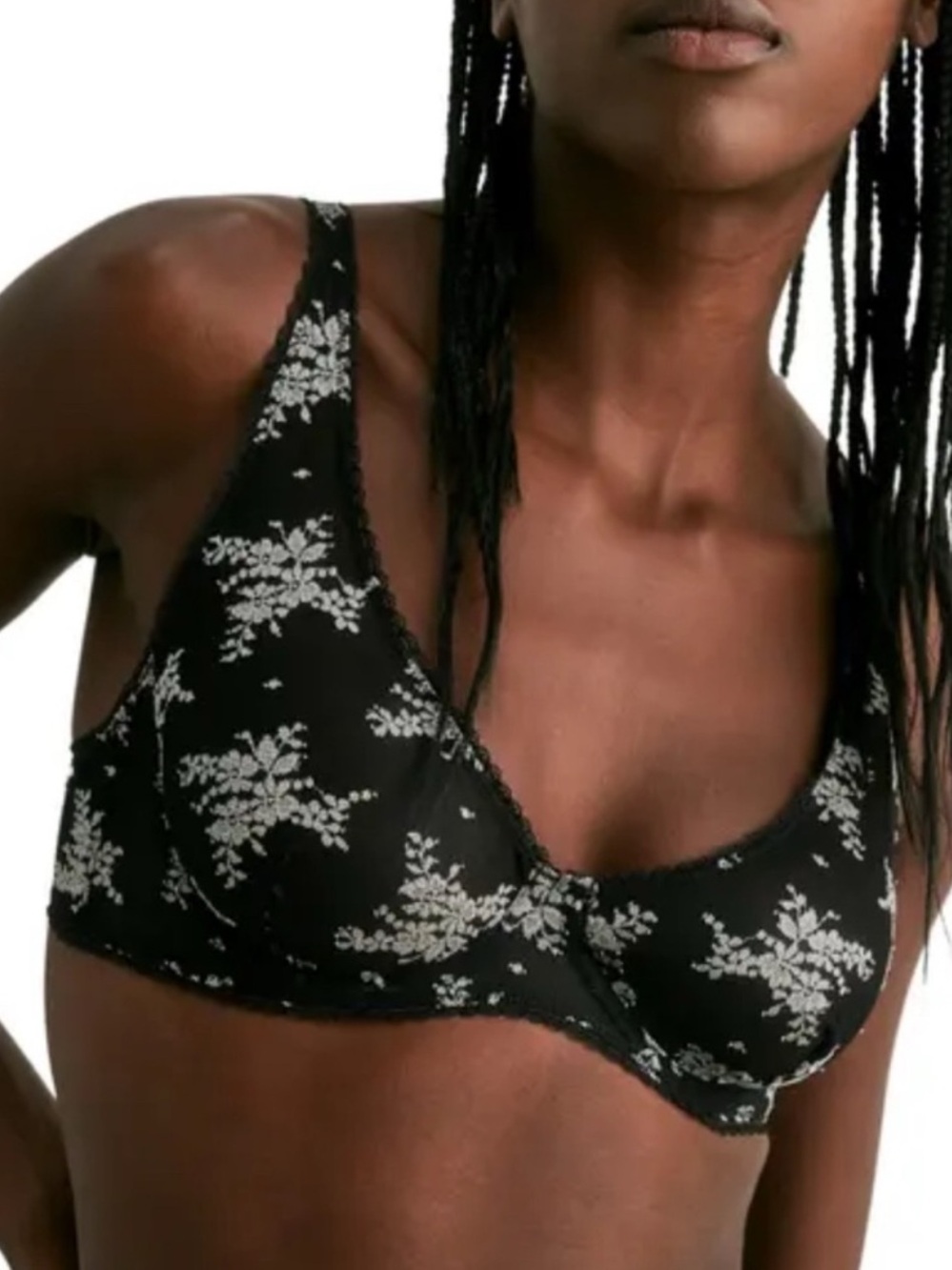 Free People Talk About It Mesh Underwire Black Floral Bra Size 32C New Intimate